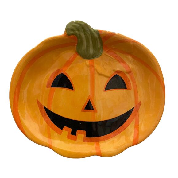 13th & Elm Halloween Pumpkin Melamine Appetizer Plates 8x7 Set of 4 BOO New - Picture 8 of 15